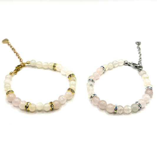 Mondstein-Rosenquartz Armband